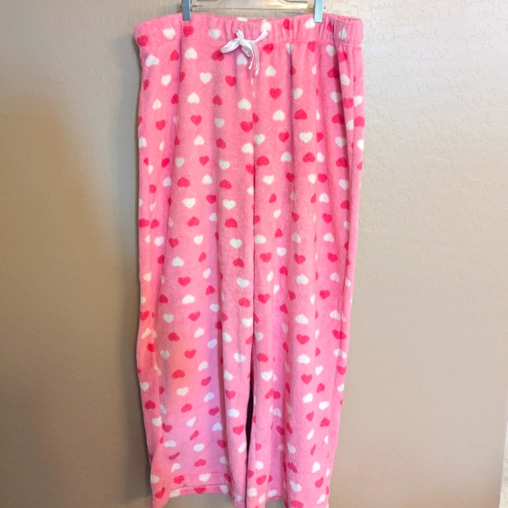 Cozy Pink Heart Ladies Pajama Lounge Pants Size XXL